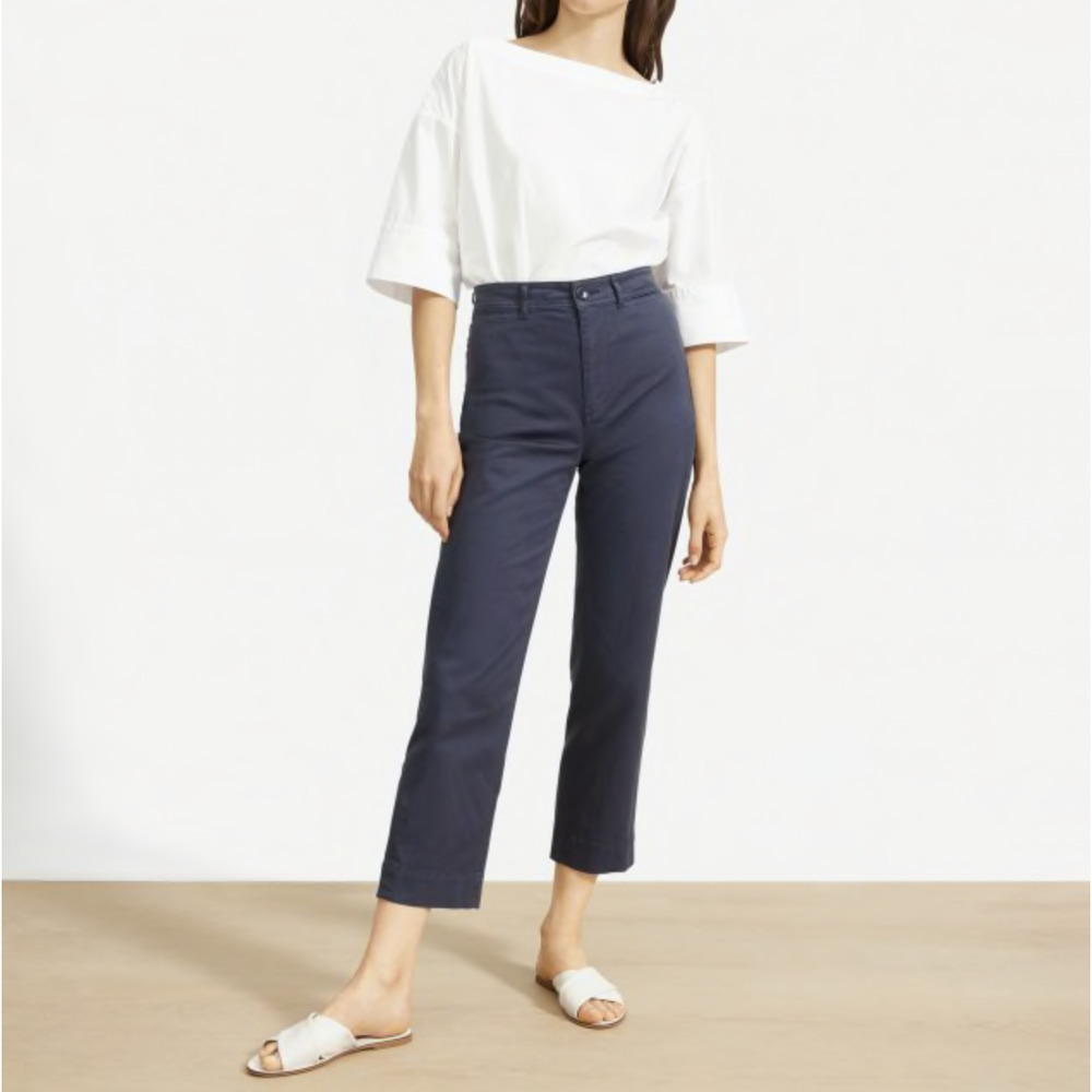 Everlane Lightweight Straight-Leg Crop Pants Women's 15 Washed Navy Blue
